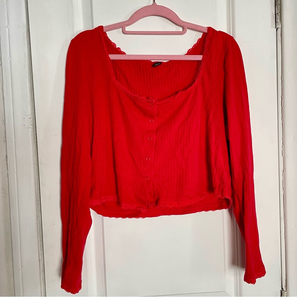 Red Cropped Long Sleeve